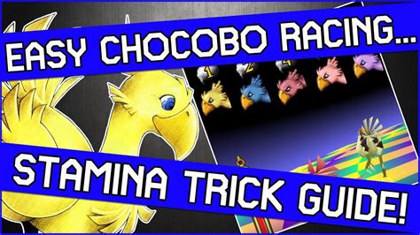 ff7 chocobo racing cheat|Chocobo Stamina Trick in Final Fantasy 7 PS4 .